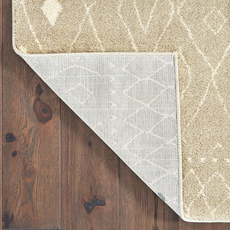 2' x 3' Sand and Ivory Geometric Power Loom Stain Resistant Area Rug