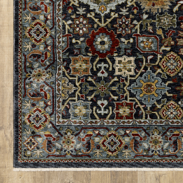 2' x 3' Blue Red Beige Orange Green and Rust Oriental Power Loom Area Rug with Fringe