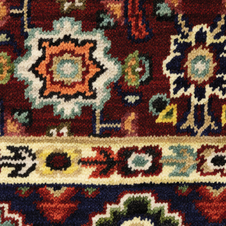 2' x 3' Red Ivory Blue and Orange Oriental Power Loom Area Rug with Fringe