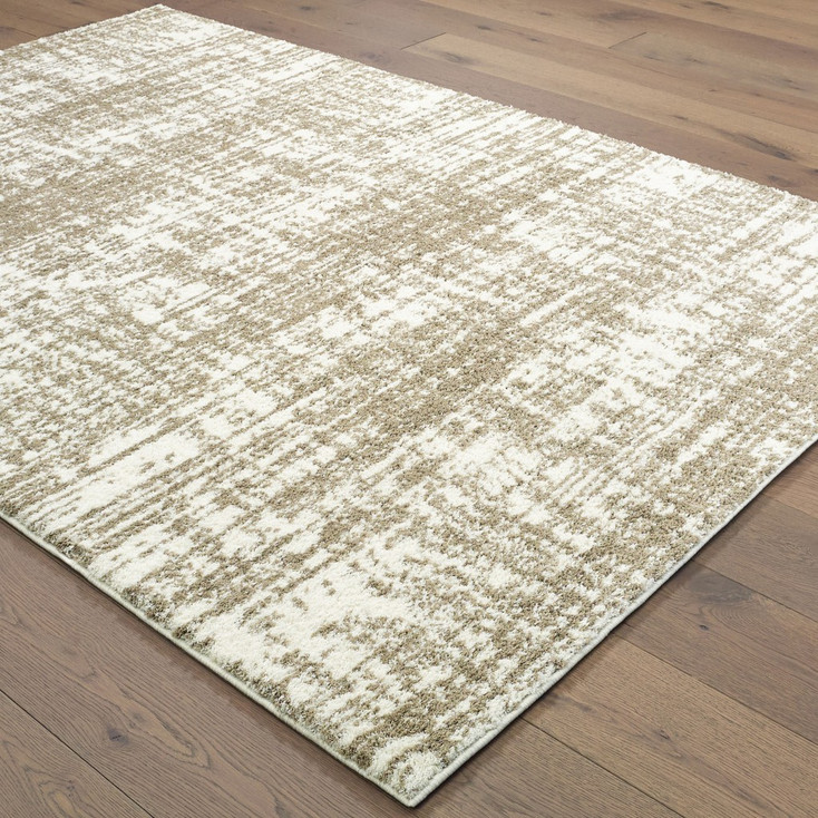 2' x 3' Ivory & Gray Abstract Strokes Scatter Rug