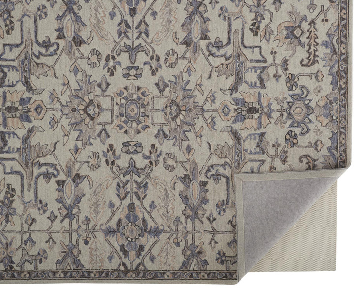 2' x 3' Ivory and Gray Wool Floral Tufted Handmade Stain Resistant Area Rug