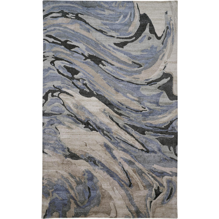 2' x 3' Blue Gray and Taupe Abstract Tufted Handmade Area Rug