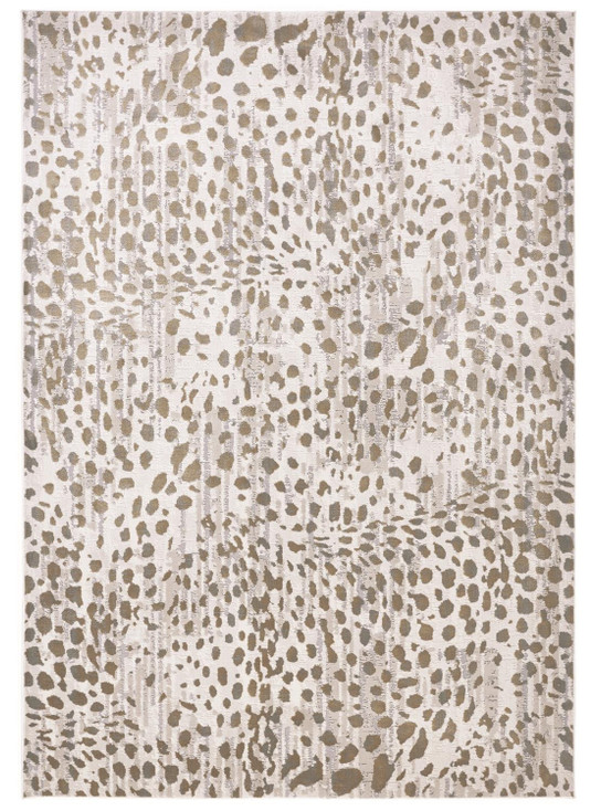 2' x 3' Brown and Ivory Abstract Stain Resistant Area Rug