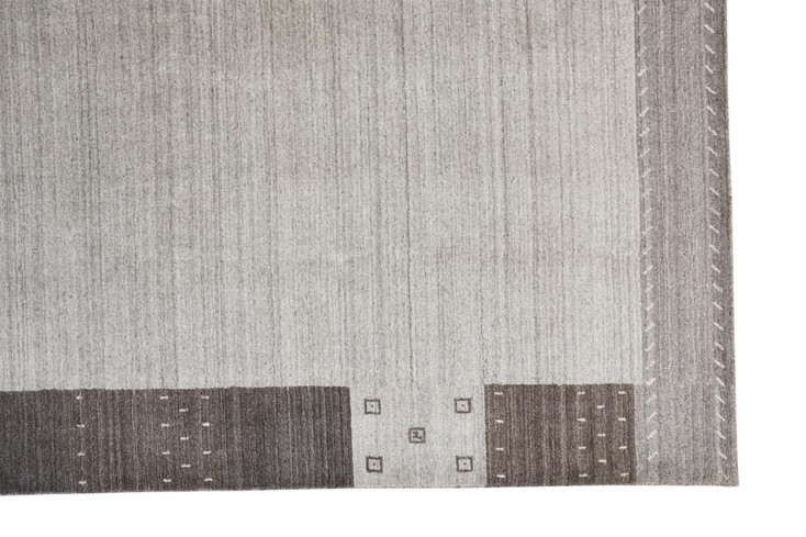 2' x 3' Gray Silver and Black Wool Hand Knotted Stain Resistant Area Rug