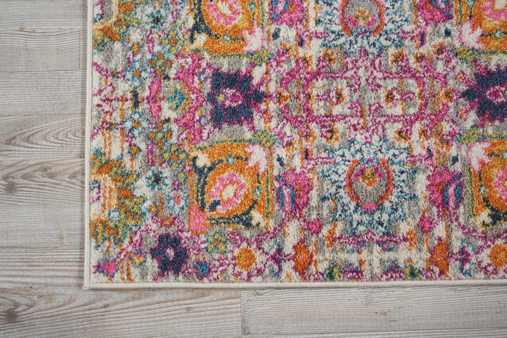 2' x 3' Silver Floral Power Loom Area Rug