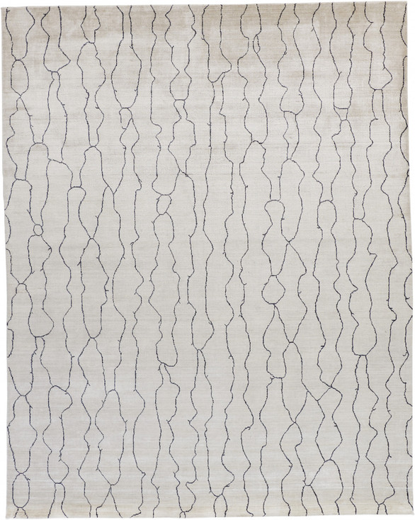 2' x 3' Ivory & Gray Abstract Hand Woven Area Rug