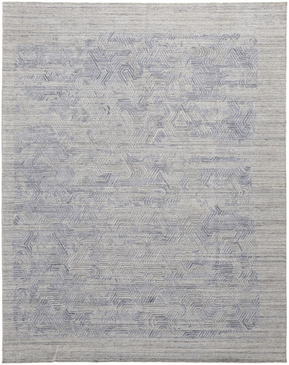 2' x 3' Gray and Blue Abstract Hand Woven Area Rug