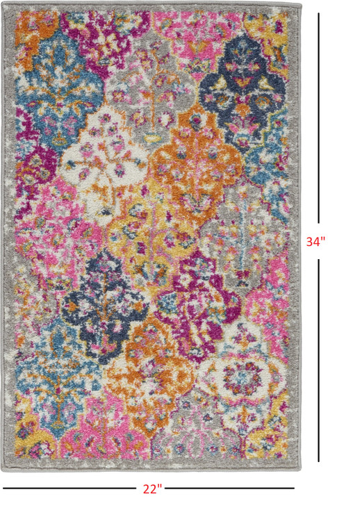 2' x 3' Pink and Gray Geometric Dhurrie Area Rug
