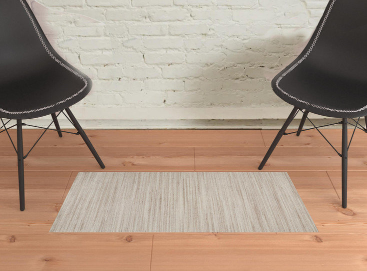 2' x 3' Ivory Wool Hand Woven Stain Resistant Area Rug