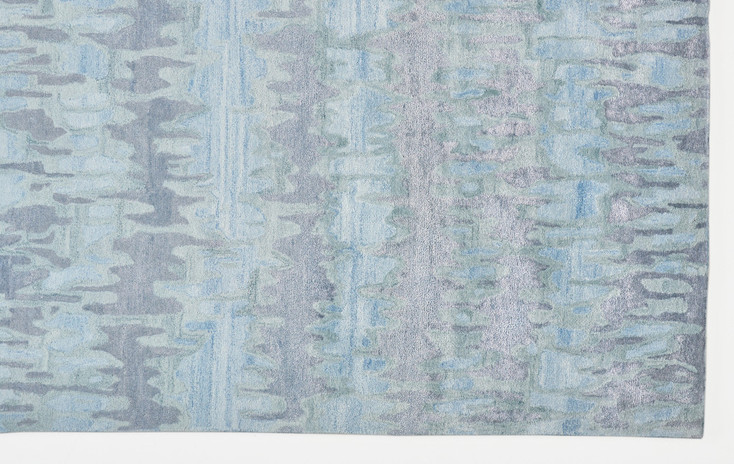 2' x 3' Blue Green and Gray Abstract Tufted Handmade Area Rug