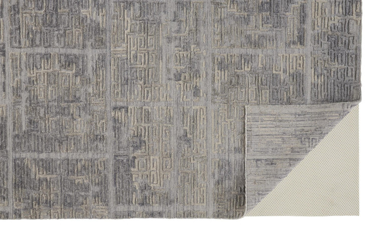 2' x 3' Gray and Ivory Abstract Hand Woven Area Rug