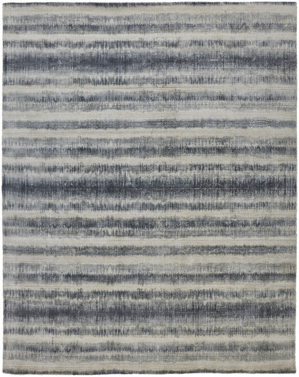 2' x 3' Ivory and Blue Abstract Hand Woven Area Rug