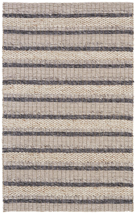 2' x 3' Ivory Tan and Gray Wool Hand Woven Stain Resistant Area Rug