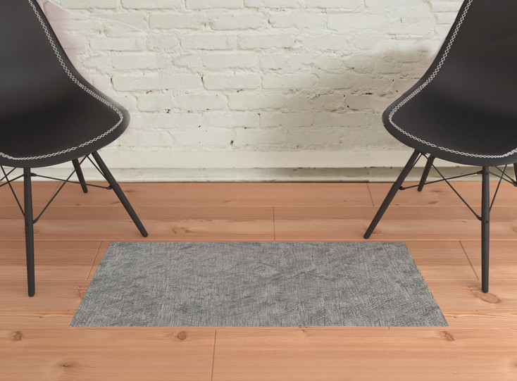 2' x 3' Gray Abstract Hand Woven Area Rug