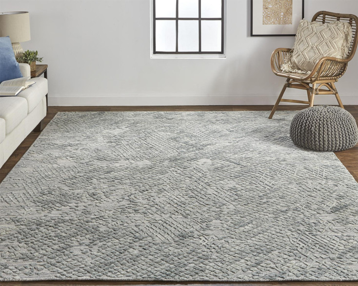 2' x 3' Gray Abstract Hand Woven Area Rug