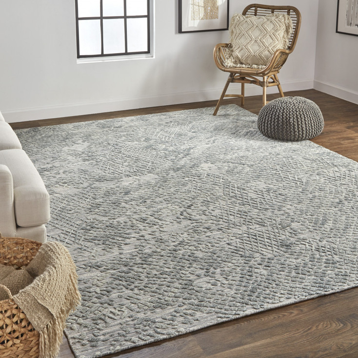 2' x 3' Gray Abstract Hand Woven Area Rug