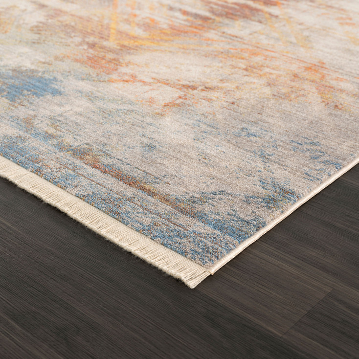 2' x 3' Gray Abstract Distressed Polyester Area Rug