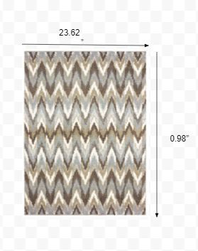 2' x 3' Ivory and Gray Abstract Strokes Scatter Rug