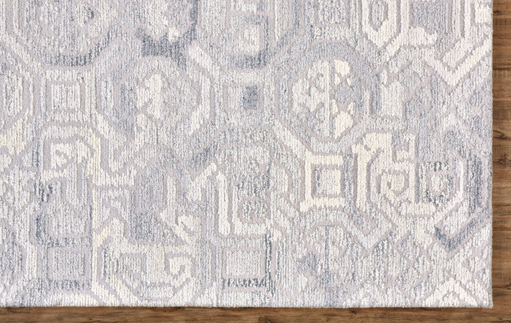 2' x 3' Gray Ivory and Taupe Wool Abstract Tufted Handmade Area Rug