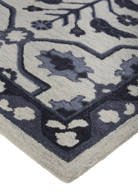 2' x 3' Taupe and Gray Wool Floral Tufted Handmade Stain Resistant Area Rug