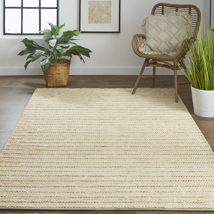 2' x 3' Tan Ivory and Taupe Hand Woven Area Rug