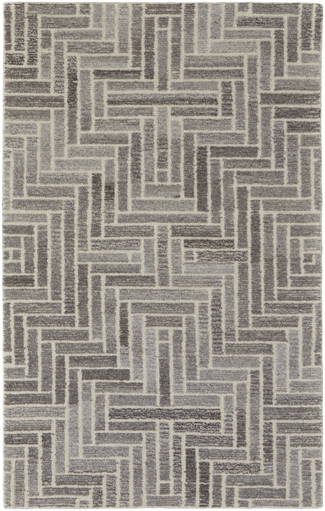 2' x 3' Taupe Gray and Tan Wool Geometric Tufted Handmade Area Rug