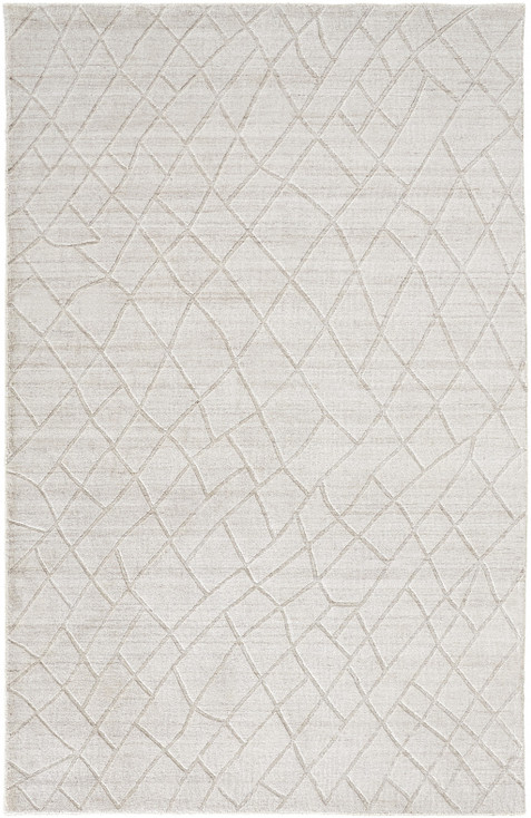 2' x 3' Ivory and Gray Striped Hand Woven Area Rug