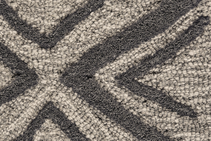 2' x 3' Black Gray and Taupe Wool Geometric Tufted Handmade Area Rug