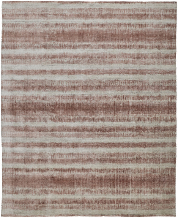 2' x 3' Tan Ivory and Pink Abstract Hand Woven Area Rug