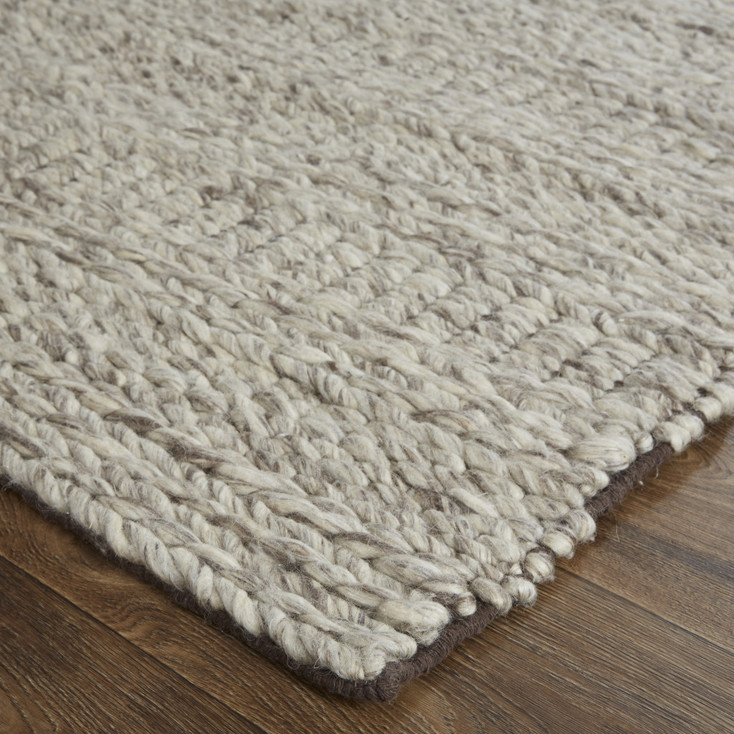 2' x 3' Ivory Gray and Tan Wool Hand Woven Stain Resistant Area Rug