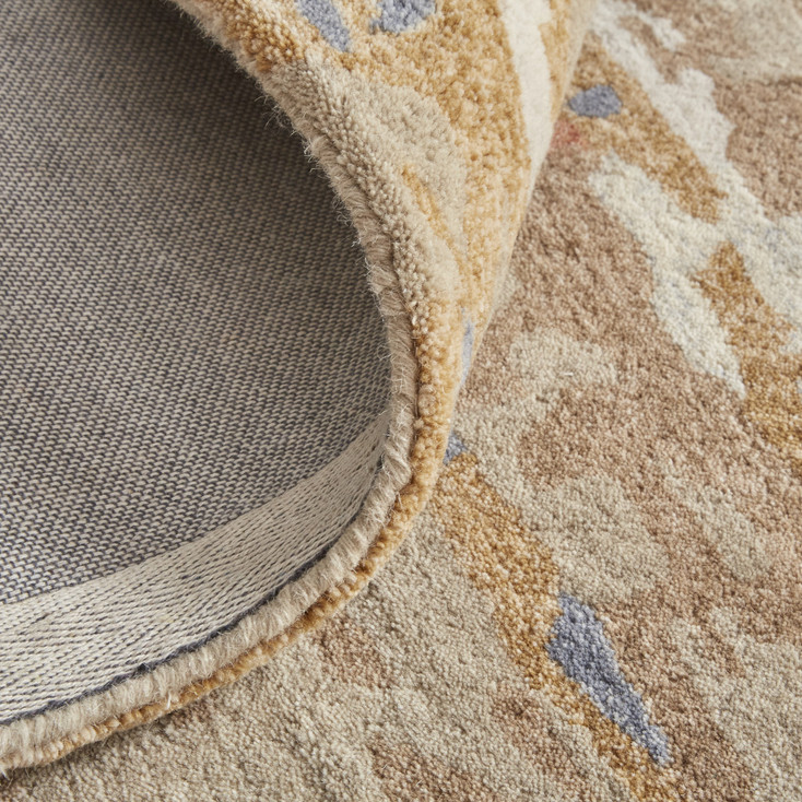 2' x 3' Tan and Blue Wool Abstract Tufted Handmade Stain Resistant Area Rug