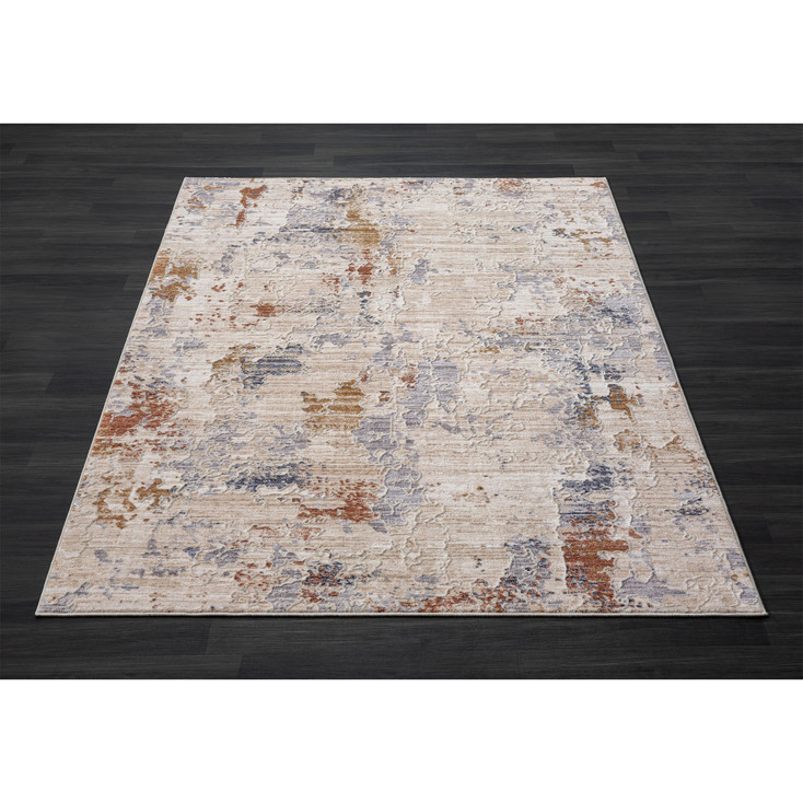 2' x 3' Beige Abstract Polyester Area Rug
