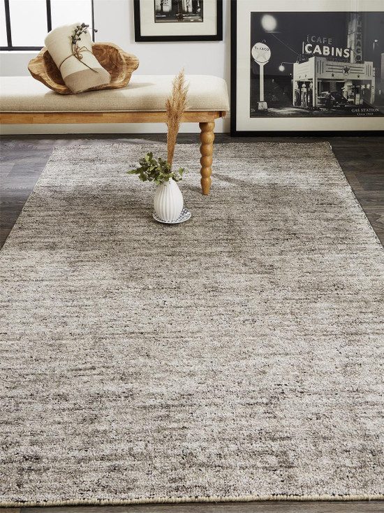 2' x 3' Gray and Black Hand Woven Area Rug