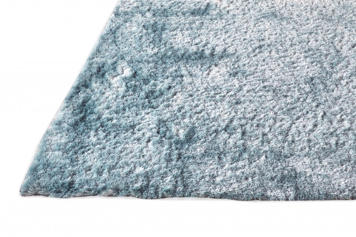 2' x 3' Blue and Silver Shag Tufted Handmade Area Rug