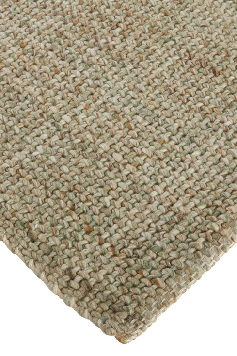 2' x 3' Green and Tan Hand Woven Area Rug