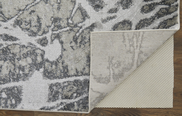 2' x 3' Gray Silver and Ivory Abstract Power Loom Area Rug
