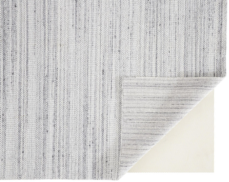 2' x 3' Silver Wool Hand Woven Stain Resistant Area Rug