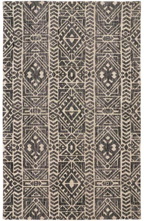 2' x 3' Gray Black and Ivory Striped Stain Resistant Area Rug