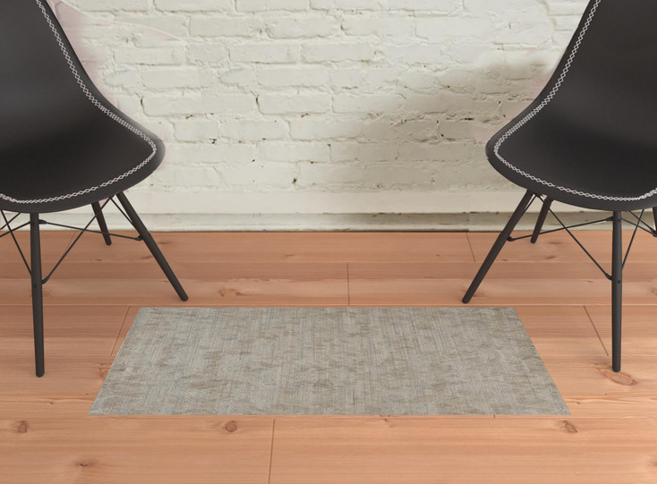 2' x 3' Gray and Taupe Abstract Hand Woven Area Rug