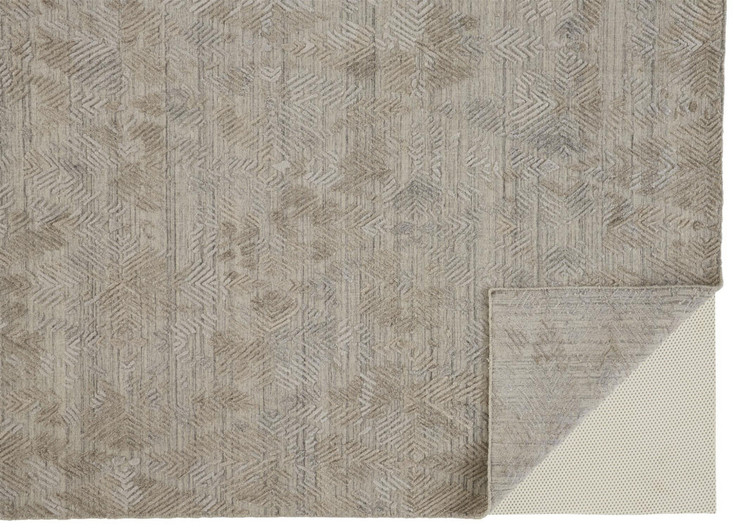 2' x 3' Gray and Taupe Abstract Hand Woven Area Rug