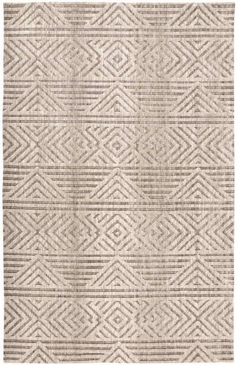 2' x 3' Tan Ivory and Brown Geometric Stain Resistant Area Rug