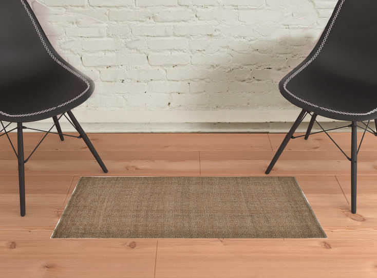 2' x 3' Brown Hand Woven Area Rug