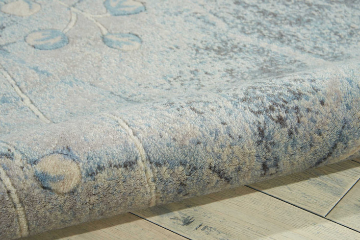 2' x 3' Blue Floral Power Loom Area Rug