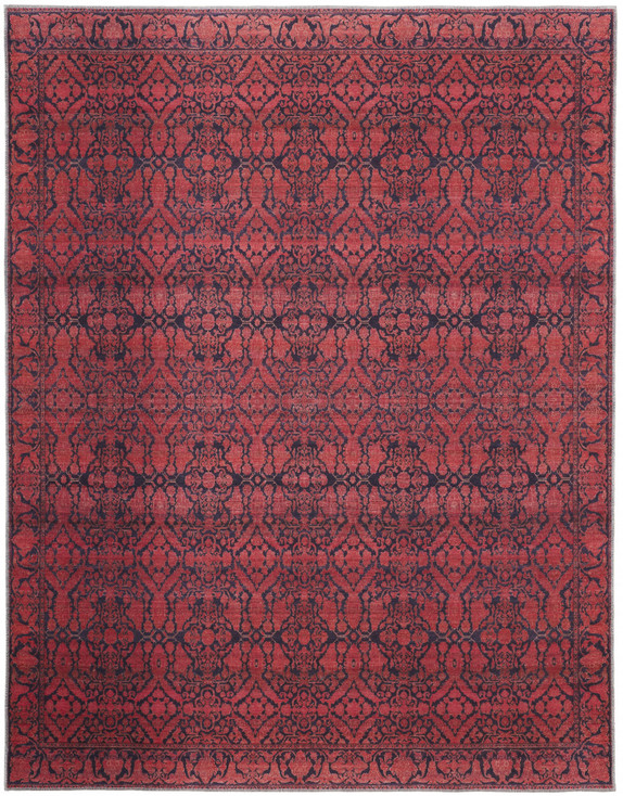 2' x 3' Red and Black Floral Power Loom Area Rug