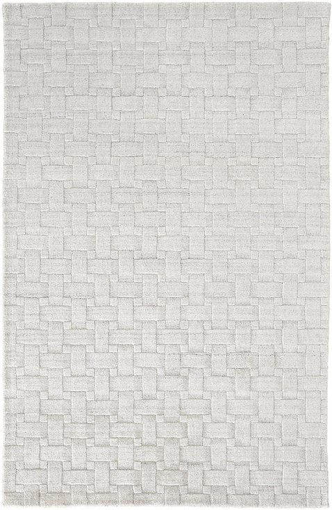 2' x 3' White & Silver Striped Hand Woven Area Rug