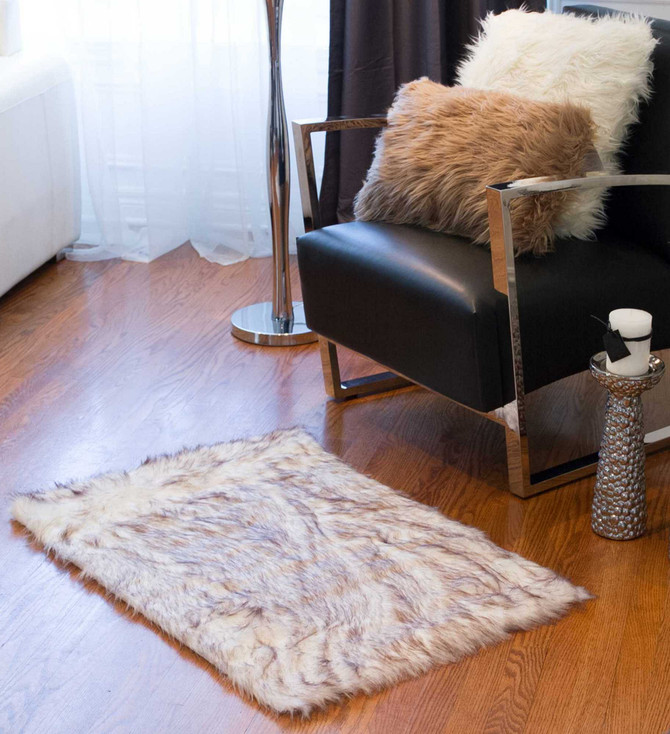 2' x 3' Ombre Brown Faux Sheepskin Area Rug