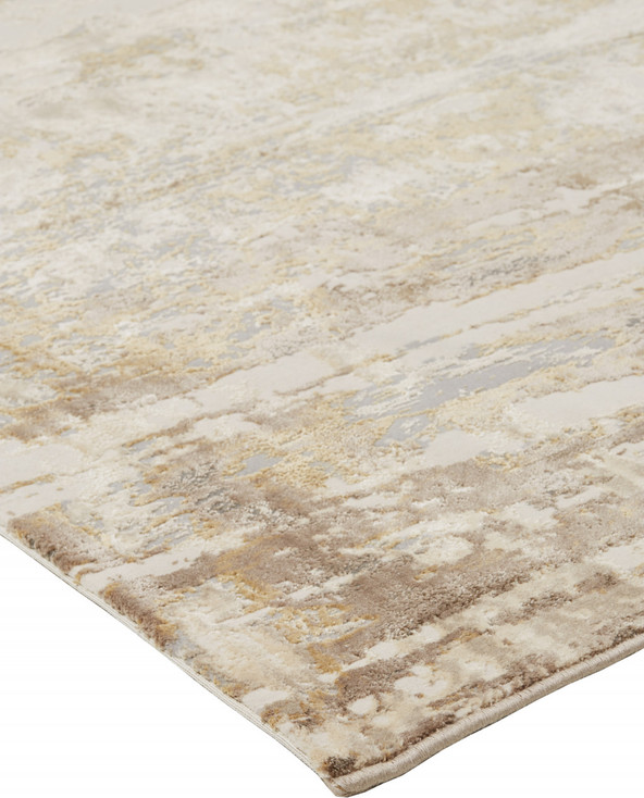 2' x 3' Tan Ivory and Gray Abstract Area Rug