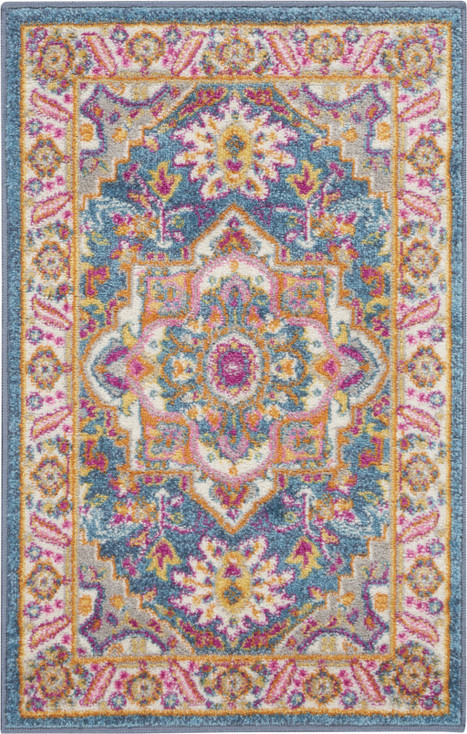2' x 3' Teal Blue Power Loom Area Rug