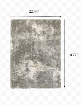 2' x 3' Gray and Ivory Distressed Abstract Scatter Rug