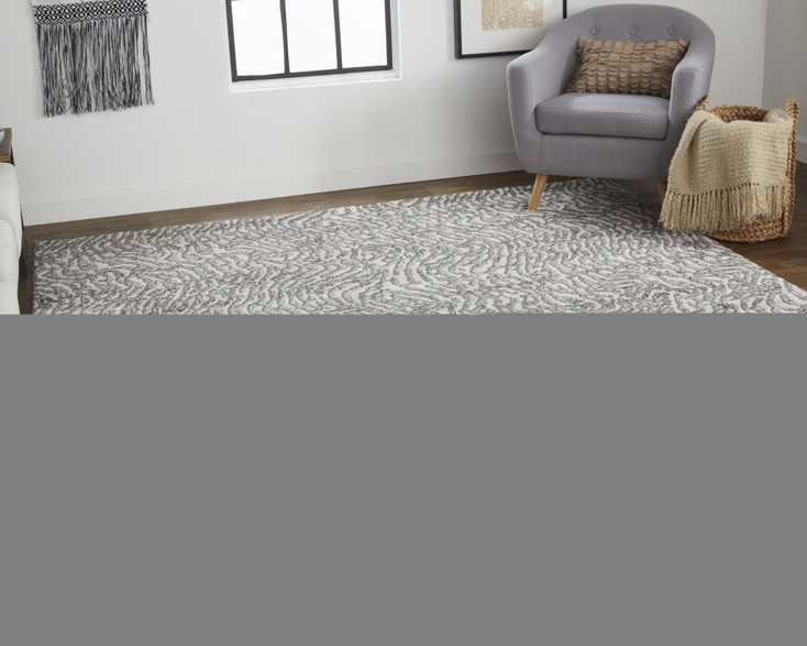 2' x 3' Gray Taupe and Ivory Abstract Power Loom Stain Resistant Area Rug